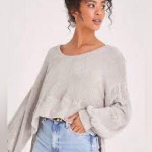 NWT- Project Social T - Sadie chenille long sleeve. Color- light sage grey. M.